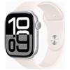 Apple Watch Series 10 Alluminio 46 mm (2024) | GPS | Argento | Cinturino Sport M/L | Rosa Pallido