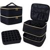 igadgitz Home U7268 Organizer Porta Gel Unghie, Borsa Porta Smalti, Valigetta Smalti e Lampada UV, Borsa Manicure (per 30 flaconi da 15 ml) con maniglia - Nero