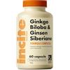 Incite Nutrition Integratore al Ginkgo Biloba + Ginseng Siberiano. 60 Compresse. Aumenta la Concentrazione, l'Energia e Supporta le Funzioni Cognitive, Nootropo e Adattogeno. Per Vegetariani e Vegani