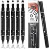 Sangcca 5 Pcs Eyeliner Nero, Eyeliner Liquidi Opachi a Doppia Testa con Timbri, Waterproof, Matita Occhi Nera, Includi Disegni Triangolo, Cuore, Stella, Fiore, Farfalla, Ideale per Ogni Occasione