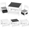 Set tavolino per bambini e 2 sedie, piano del tavolo 3 in 1 con lavagna e contenitori, grigio