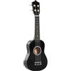 Ukulele per principianti da 21 pollici in legno con corde in nylon, plettro e corda di ricambio, nero