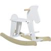 Cavallo a dondolo bambini da 1-3 anni in legno con maniglie e poggiapiedi, 68x26.5x48 cm, bianco