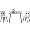 Set tavolino e 2 sedie per bambini 3-8 anni in mdf e legno di pino, grigio