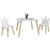 Set tavolo e 2 sedie per bambini con schienale a corona, età 3-6 anni, bianco