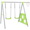 Gioco per bambini 3 in 1 con altalena da giardino, canestro e porta da calcio, 238x180x182 cm,, verde e grigio