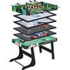 Tavolo da gioco 6 in 1 con calcio balilla, biliardo, air hockey, ping pong, anelli e hockey su prato, 118x104x71 cm