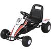 Go-kart a pedali bianco per bambini 3-6 anni con sedile regolabile, ruote in plastica, freno a mano e cambio