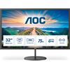 AOC V4 Q32V4 Monitor PC 80 cm [31.5] 2560 x 1440 Pixel 2K Ultra HD LED Nero (AOC - a 32 [31.5 visualizzabile] QHD @ 75 Hz IPS 250 cd/mÃ‚Â² 1200:1 4 ms HDMI, DisplayPort altoparlanti nero) [Q32V4]