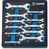 Capri Tools Set di chiavi a punta aperta sottile con vassoio meccanico, metrico e SAE, 3,2-13 mm e 3/16-9/16, 11 pezzi