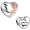 LSxAB Lucky to Have You, ciondolo a forma di cuore con rosa, per mamma, zia, nipote, nonna, amica, compatibile con braccialetti Pandora