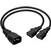 HuaLiSiJi C14 a 2 C13 Sdoppiatore 10A 250 V Sdoppiatore Cavo Alimentazione Doppio C13 Cavo per Vari Apparecchi Elettrici (1 m)