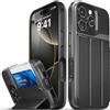 VENA vCommute Cover a Portafoglio per Apple iPhone 16 Pro (6.3), (Grado Militare, Card Slot) Flip Custodia Case Cover Protettiva Pelle con Kickstand - Nero