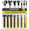 Fisch FSA-367192 - Set di 7 punte per trapano Forstner a forma di squalo nero, con punte da 1/4 fino a 2,5 cm di diametro, in acciaio forgiato, made in Austria