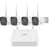 uniview Kit WIFI 4 telecamere bullet con microfono NVR 8 Canali collegamento a cascata