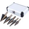Yosoo HSS 5 Pz Set di Fresa Conica a Gradini a Gradini Cono Trapano Set Coated High Speed Steel con Aluminum Box