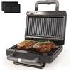 Gadgy Piastra Waffle e Sandwich Maker 800W 2-in-1 - Piastre Rimovibili Antiaderenti - Tostiera Elettrica Nero Opaco - Termostato - Conservazione Verticale - Piedini Antiscivolo