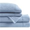 SLEEP PHILOSOPHY True North by Soft & Cozy Micro Fleece Sheet Set di Lenzuola per la Stagione Fredda, Federa Coordinata, Misto Cotone, Blu, King, 4 unità