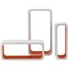 King Collection M1105004/D Set 3 Pezzi Mensola Rettangolare Stondata in MDF Bicolore, Bianco/Arancio