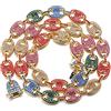 HALUKAKAH Diamante Catena D'oro per Uomo,13MM Placcato Oro Reale 18 Carati Arcobaleno Catena di Chicchi di Caffè Collana 50cm,Multicolore Diamanti da Laboratoriocon Confezione Regalo GRATUITA