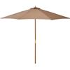 Outsunny Ombrellone da Giardino 3 m con Palo in Legno, 8 Stecche e Parasole in Poliestere, Cachi