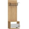 HOMCOM Mobile da Ingresso 5-in-1 con 4 Ganci a S mobili, Panca Scarpiera e Appendiabiti, 60x30x170 cm, Rovere e Bianco | Aosom Italy