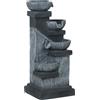 Outsunny Fontana da Giardino a Cascata a 4 livelli con luci LED, resina, 38 x 36 x 85 cm, grigio | Aosom Italy
