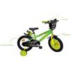 SUN&SPORT Bicicletta 14" - Verde - Bauletto, cestello e disco colorato nella ruota anteriore inclusi - adatta per bambini dai 5-7 anni