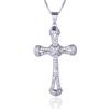 HALUKAKAH Collana Pendente Croce per Ragazzi Bambini Adolescenti, 1,0ct Diamanti Coltivati in Laboratorio,Placcato in Oro Bianco Platino,Argento Sterling 925,Catena a Scatola 40cm,Gioielli Religiosi