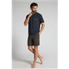 Intimissimi Pigiama Corto In Cotone E Tela Stampa Check Blu E Panna Blu