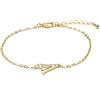 LUXENTER Bracciale Alphabet finitura oro 18k - Lettera V, Talla única, Metallo, Senza pietra preziosa