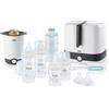 NUK Confezione Completa Perfect Match | 6+ Mesi | Sterilizzatore Vario Express, 4 Biberon, Scalda Biberon, Scovolino e Altro | Arcobaleno | 8 Pezzi