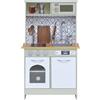 Teamson Kids Little Chef Boston Modern Farmhouse - Set da Gioco in Legno con funzioni interattive e 9 Accessori da Cucina, Verde Chiaro/Bianco TD-12679D