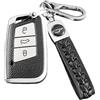GIONAR Custodia in TPU per chiave compatibile con VW Passat B8, accessorio per Passat B8, protezione per la tua chiave, per VW Passat B8 Tuning, con portachiavi e catenina, Argento