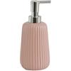 Gedy Marika Dispenser Sapone Bagno Finitura in Ceramica Rosa zigrinata, Contenitore 400ml, Pompetta in plastica cromata, Dosatore Sapone bagno