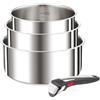 Tefal Ingenio Preference On L898S3 - Set di 3 casseruole, Manico Rimovibile, Adatto al Forno Fino a 250 °C, Senza Manico, Adatto per Tutti i Piani Cottura, a induzione, in Acciaio Inox, 16/18/20 cm