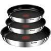 Rowenta Tefal Padella | 3 padelle da 22/24/28 cm + manico rimovibile, adatte per induzione e forno, rivestimento antiaderente in titanio
