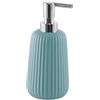 Gedy Marika Dispenser Sapone Bagno Finitura in Ceramica Azzurra polvere zigrinata, Contenitore 400ml, Pompetta in plastica cromata, Dosatore Sapone bagno