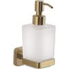 Gedy Tonga Dispenser Sapone Bagno a Muro da 220ml, Finitura Oro Opaco, Fissaggio con Viti o Adesivo, Pompetta Erogatore in Acciaio Inox, Contenitore in Vetro Satinato, Dispenser Sapone Liquido da Muro