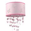 Relaxdays Lampada a Sospensione con Farfalle, Paralume e Mobile, Altezza 158 cm, Diametro 30 cm, Rosa