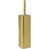 GEDY Jack Scopino WC, Materiale Acciaio Inox, Scopino Bagno Colore Oro Spazzolato, Scopino WC da Appoggio Base Quadrata con Ciuffo in Setole Nere in Nylon, Tazza Interna Estraibile di Facile Pulizia