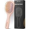 Combetter Mini spazzola districante in legno, per donne, uomini e bambini, adatta per capelli lisci, ondulati (fini/sottili), per uso secco/bagnato, per cuoio capelluto/da viaggio, leggera