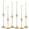 Feirdhoo Set di 6 Portacandele Oro, Portacandele per Candele a Stelo in 3 Diverse Altezze, Portacandele Dorati per Natale, Feste, Matrimoni, Cerimonie di Maggiore Età, Feste di Compleanno