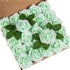 DuHouse 25 Rose Artificiali Fiori di Rose finte con gambi Veri Fiori in Schiuma al Tatto, per Bouquet di Nozze Fai da Te, Composizione Floreale, Decorazione per la casa per Feste (Verde Menta)
