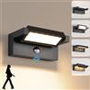 KUKAK Lampada da parete a LED per esterni con sensore di movimento,22W applique esterno impermeabile IP65 3000K bianco caldo,Luci da Parete con pannello orientabile a 350° per giardino e terrazza,nero