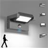 KUKAK Lampada da esterno con sensore di movimento,applique esterno impermeabile IP65 bianco freddo 6500K,applique da parete per esterni/interni con pannello orientabile a 350° per terrazza,Grigio scuro