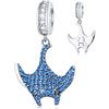 CRISNATA Ocean Life Tema Charm-925 Argento Sterling Murano Tartaruga/Dolphin, Manta Ray, Cavallo marino tropicale Ciondolo, Sirena, conchiglia marina, Oro Placcato Perline, si adatta European Sea Bracciale