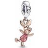 PANDORA Disney Pendente con Pimpi in argento Sterling e placcato in oro rosa 14 carati con smalto trasparente rosa e nero