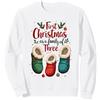 First Christmas Family Moments Baby anno Primo Natale Come Una Famiglia di Tre Neonati Felpa, Unisex per Adulti, Bianco, M