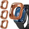 iVoler 3 Pezzi Cover per Apple Watch 45mm / 44mm SE (2025/2022 / 2020) Series 9 8 7 6 5 4 (Senza Pellicola Protettiva), Sottile Custodia Antiurto Anti-Graffio Morbida TPU Bumper Case, Oro Rosa